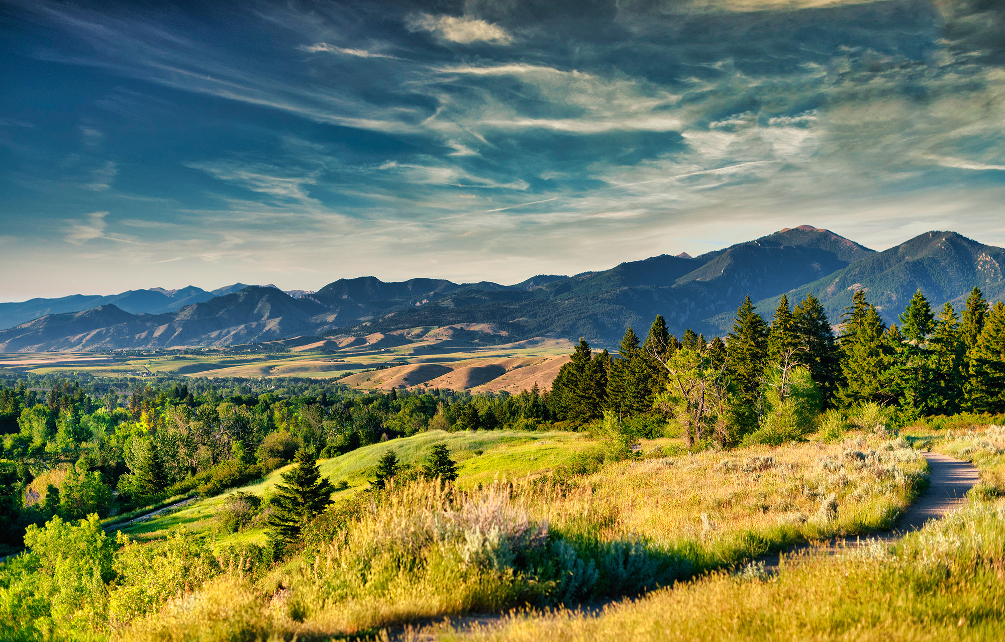 Stunning scenic mountain ranges and nature area in Montana summertime About Rouse mountain range image
